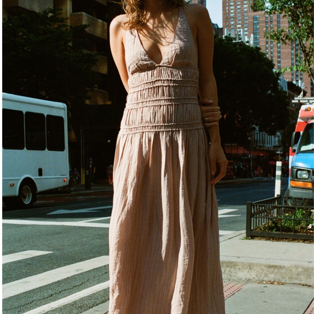 Zara Elegant Beige Maxi Dress